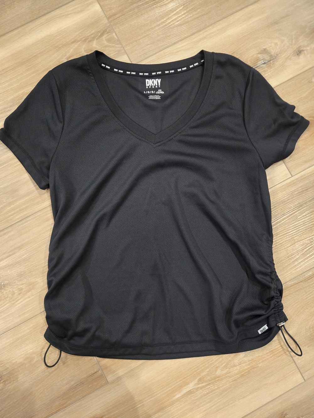 DKNY Black V-Neck Short Sleeve Active Tee